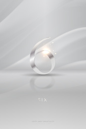 灰色背景银色立体闪光数字6创意设计海报