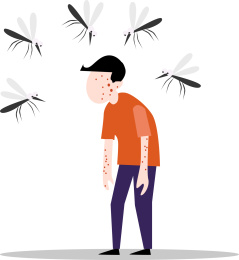 蚊虫叮咬防蚊概念插画