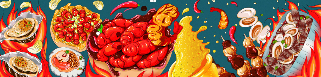 美味的夜宵烧烤小龙虾和啤酒