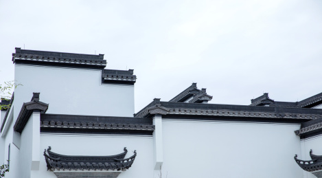 安徽省黄山市歙县徽派建筑群马头墙特写
