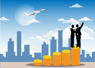 积极自信的剪影人物努力奋斗正能量概念插画