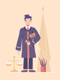 法官手拿法槌矢量插画