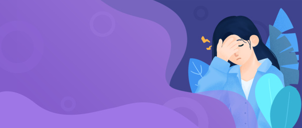 女性头痛扶着头插画