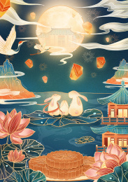 一家兔子在中秋赏月