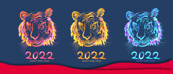 2022虎年新年的老虎头插画
