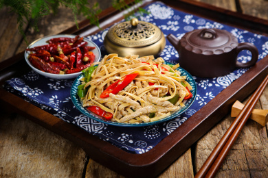 营养美味中餐美食豆腐皮炒肉丝