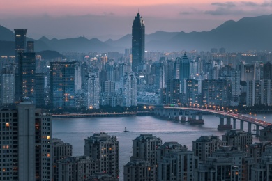 夜幕下的温州城
