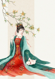 桂花与汉服少女