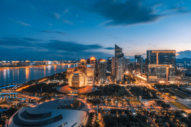 中国杭州钱江新城夜景