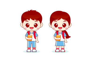 卡通矢量校园背书包学生