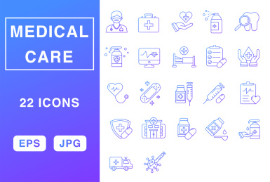 22个医疗健康矢量图标合集