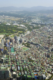 韩国首尔城市风光俯拍