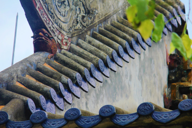 中国广州市岭南古建筑上的灰塑