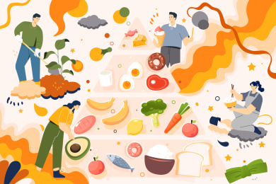 美食餐饮蔬菜水果矢量插画