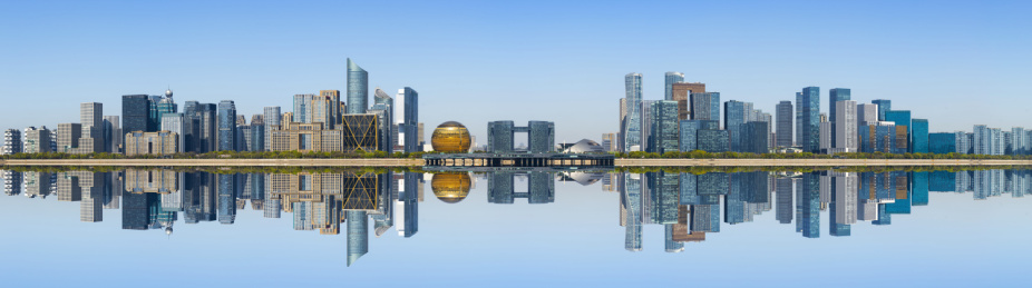 中国浙江杭州钱江新城全景