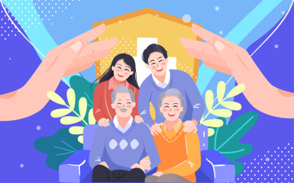 一家人健康险保险插画家庭安全守护保障海报