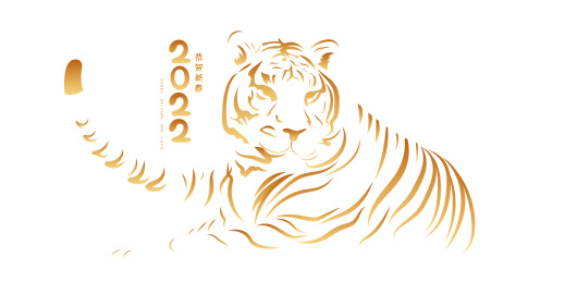 虎年金边老虎矢量插画