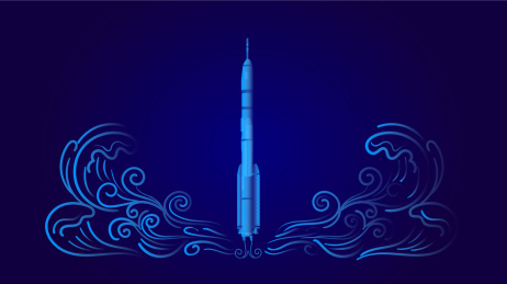 航天火箭飞船升空的插画