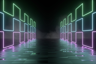 3d渲染的各种发光线条场景