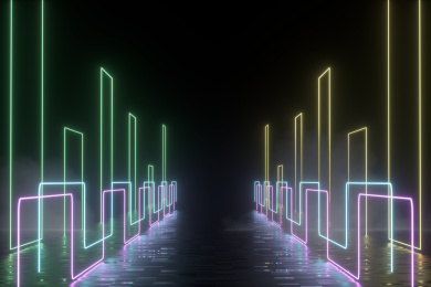 3d渲染的各种发光线条场景