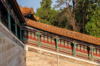 中国北京颐和园佛香阁长廊古建筑