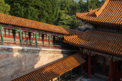 中国北京颐和园佛香阁长廊古建筑