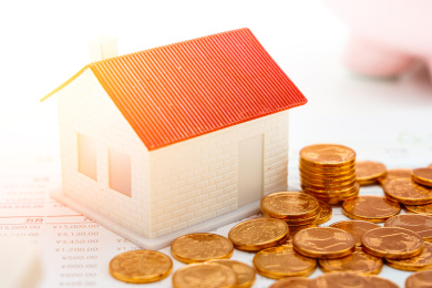 金融报表中的房子和货币，房贷买房首付概念