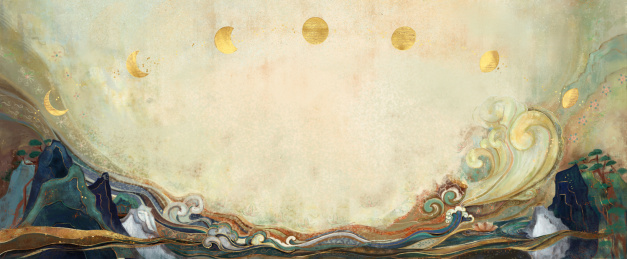 敦煌壁画岩彩仙女飞天图