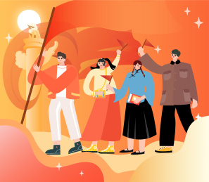 青年们庆祝国庆节