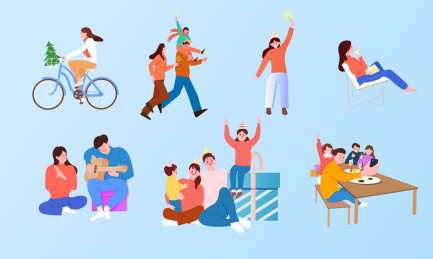 各种活动的人物矢量插画