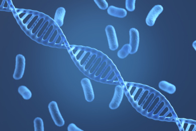 3d渲染的生物科技分子DNA和细胞