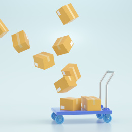 3d渲染的工厂用小推车