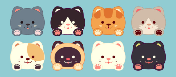 卡通矢量可爱猫咪插画