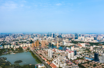 天津水上公园天津广播电视塔航拍图