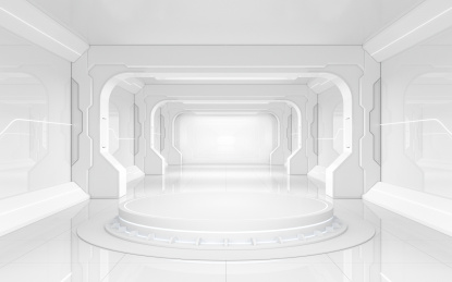 白色未来感室内空间 3D渲染