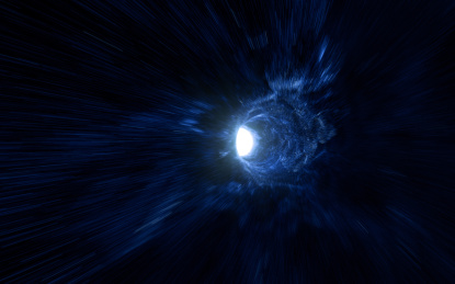 穿越在充满粒子的黑洞 3D渲染