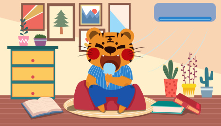 小老虎在空调房里过夏天