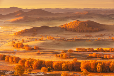 中国内蒙古乌兰布统景区的秋天