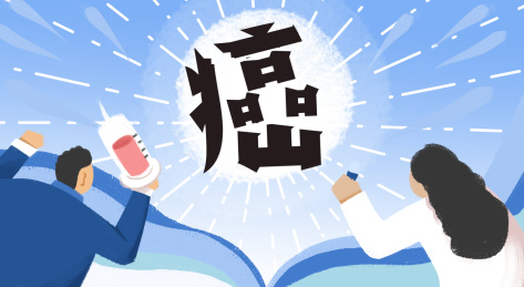 卡通手绘医疗医生和癌症对抗海报插画