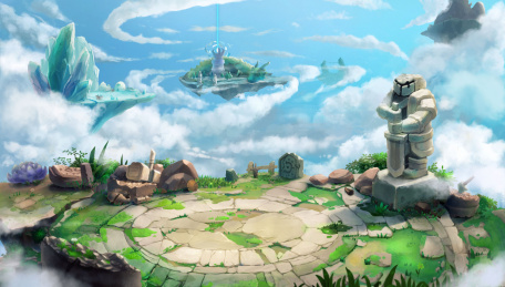 游戏场景天空之岛废墟雕像