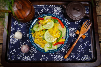 营养美味的中餐菜肴清炒鸡蛋瓠瓜