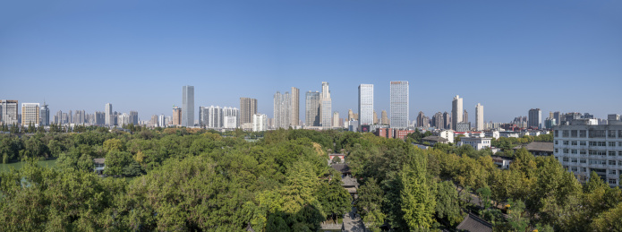 合肥包河区包公园区俯拍全景景观风光