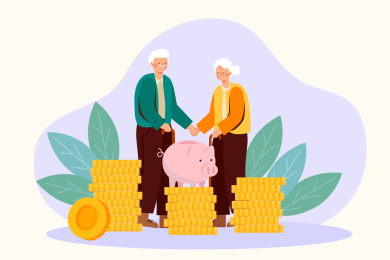 老年人养老金矢量插画