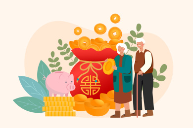 存钱养老概念矢量插画