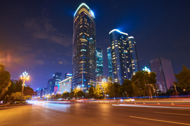 中国四川省成都市金融中心的银泰大楼