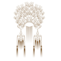 棕色戏曲头冠线描矢量图