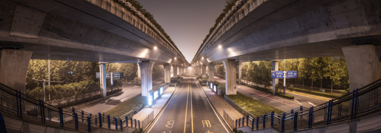 安徽合肥城市高架桥夜景风光