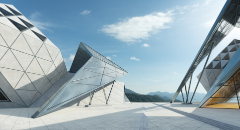 几何形设计摩登建筑物外观