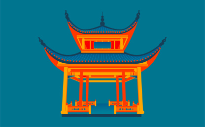 长沙地标爱晚亭插画