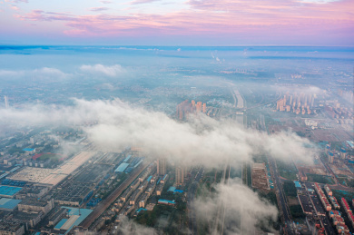 亚洲中国河南省焦作市航拍城市建筑风景